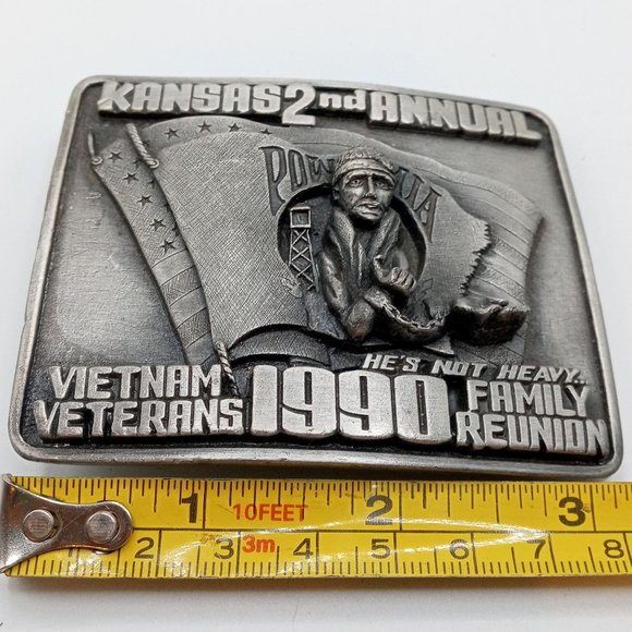 Kansas Vietnam Veterans Belt Buckle 1990 2nd Annual Family Reunion POW MIA KS - Picture 5 of 11